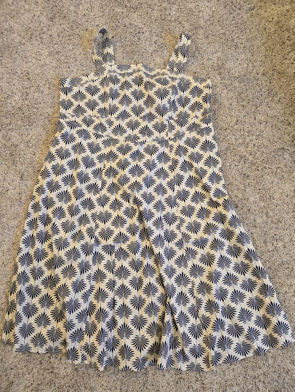 Belle Isle by Torrid Palm Print Midi Sundress Size 4 Ivory Navy Fit & Flare